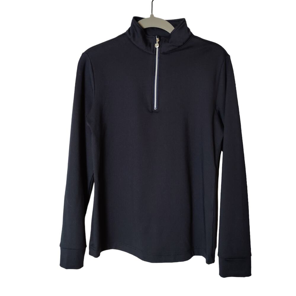 Zyia Active Womens Sz S Navy Blue Quarter Zip Sweatshirt Performance Athleisure